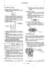 Yanmar ViO40-1 engine governor inspection, assembly procedures, and clearance specifications table.