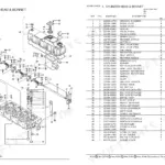 Yanmar 4TNV88-XMS, 4TNV88-XMS (GEHL) cylinder head and bonnet exploded view diagram and parts list table.