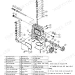 Yanmar YPES-ML series fuel injection pump exploded view diagram and parts list with numbered components.