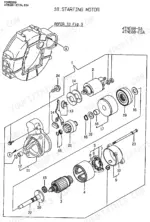 3407f423-b-exploded-view-46 Yanmar 4TNE88 Series exploded view diagram of the starting motor assembly.