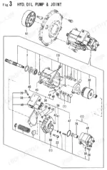 35511beb-b-exploded-view-7 Yanmar B25V-1, 3TNE78A - B1A, B6040 exploded view diagram of the hydraulic oil pump and joint assembly components.