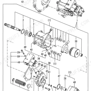 Yanmar B25V-1, 3TNE78A - B1A, B6040 exploded view diagram of the hydraulic oil pump and joint assembly components.