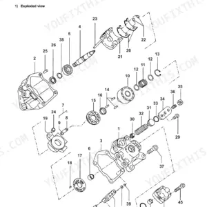 Yanmar ViO10 (EP) hydraulic equipment exploded view diagram showing pump components, housing, springs, and seals.