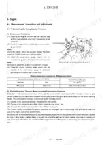 Yanmar ViO10 (EP) engine compression pressure measurement procedure, gauge diagram, and reference value table.