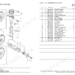 Yanmar 4TNV84T exploded view of crankshaft and piston assembly