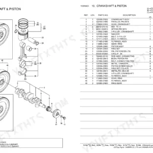 Yanmar 4TNV84T exploded view of crankshaft and piston assembly