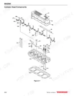 3db9b8f6-b-exploded-view-112 Yanmar 4TNE92-NMH, 4TNE92-NMHA, 4TNE98-NMH exploded view diagram of cylinder head components, valves, and rocker arms.