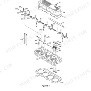 Yanmar 4TNE92-NMH, 4TNE92-NMHA, 4TNE98-NMH exploded view diagram of cylinder head components, valves, and rocker arms.