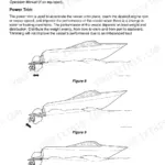 Yanmar ZT370 manual page showing remote controls and power trim operation diagrams for boat vessel positioning.