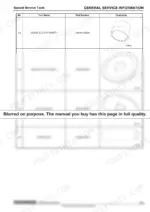 45375380-b-parts-list-38 Yanmar ZT350 service manual table of special service tools, clutch shaft guide, base, and driveshaft part numbers.