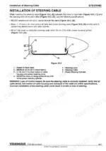 45375380-b-procedures-280 Yanmar ZT350 steering cable installation diagram, showing helm, steering lever, and power steering cylinder components.