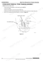 45375380-b-procedures-75 Yanmar ZT350 stern drive removal procedure, showing speedometer adaptor disconnection from the drive shaft housing.