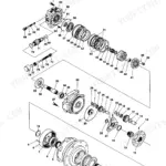 Yanmar B50-2B (US) hydraulic equipment exploded view showing travel motor assembly parts and internal components.