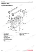 45e3f354-b-exploded-view-62 Yanmar 4BY, 6BY, BY series exploded view diagram of cylinder head components, camshafts, valves, and gasket.