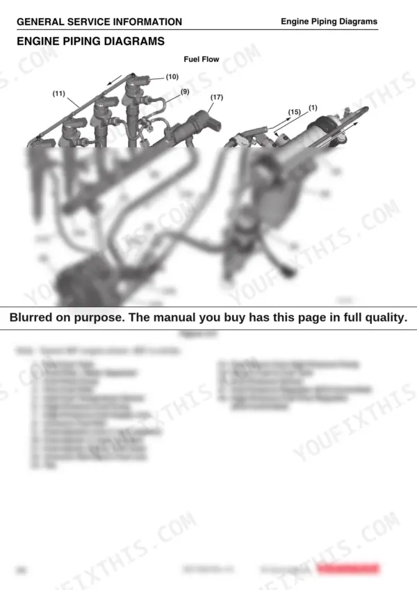 Yanmar 4BY, 6BY, BY series engine fuel piping diagram with labeled fuel system components and flow paths.