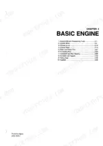 4644a7cd-b-toc-27 Yanmar 4LH series service manual Chapter 2 Basic Engine table of contents listing cylinder block, head, and piston components.
