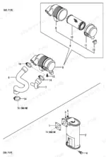 49270578-b-page-20 Yanmar B08-3, B08-3 (US), B08-3 (AS), 2TNE68-EBVA exploded view of air cleaner assembly and exhaust muffler system components.