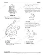 4acae73a-b3-procedures-175 Yanmar 3JH5E, 4JH5E, 4JH4-TE, 4JH4-HTE engine assembly diagrams for gear case installation and piston ring positioning.