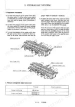 4c2ef09d-b-procedures-336 Yanmar B22-2, B22-2A hydraulic system relief valve adjustment procedures, control valve diagrams, and pressure setting table.