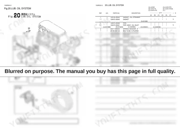 Yanmar 4JH2E, 4JH2-TE, 4JH2-THE, 4JH2-DTE, 4JH2-UTE(B), 4JH2-HTE exploded view diagram and parts list for lubrication oil system
