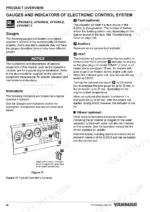 51ec66c8-b-operations-54 Yanmar 2TNV70-4TNV106T manual page showing operator console gauges, indicators, and electronic control system descriptions.