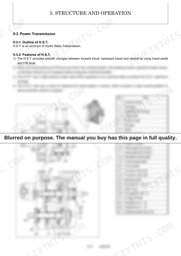 57dc9fed-b-exploded-view-101 Yanmar C12R(EP) hydrostatic transmission exploded view diagram and parts list for power transmission system components.