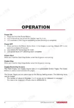5a42c90a-b-operations-6 Yanmar YD25 operation manual page detailing power on, power off, engine start, stop, and monitoring screen procedures.