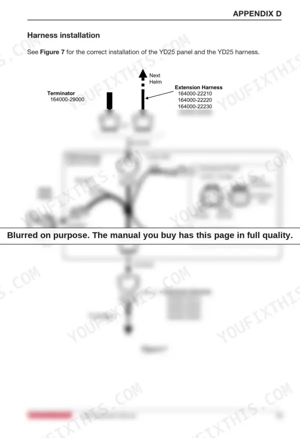 5a42c90a-b-wiring-15 Yanmar YD25 harness installation wiring diagram showing panel, extension harness, accessory power, and fuel tank sensor.