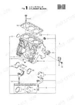 5f55ffd9-b-exploded-view-3 Yanmar 3TN84L-RBS, 3TN84L-RBSVM, 3TN84L-RBFVM, YB271/B, YB exploded view diagram of the engine cylinder block assembly.