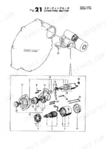 5f55ffd9-b-exploded-view-44 Yanmar 3TN84L-RBS, 3TN84L-RBSVM, 3TN84L-RBFVM, YB271/B, YB exploded view diagram of starting motor and flywheel housing.