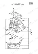 5f75cdf2-b-exploded-view-4 Yanmar 3TN84L-RBS exploded view of cylinder block, main bearings, and head gasket components.