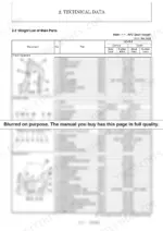 61938ee2-b-specs-49 Main component weight list table covering upperstructure, undercarriage, and attachment parts.