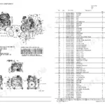 Yanmar S220R engine parts diagram, exploded view of engine components, and governed engine speed specifications table.