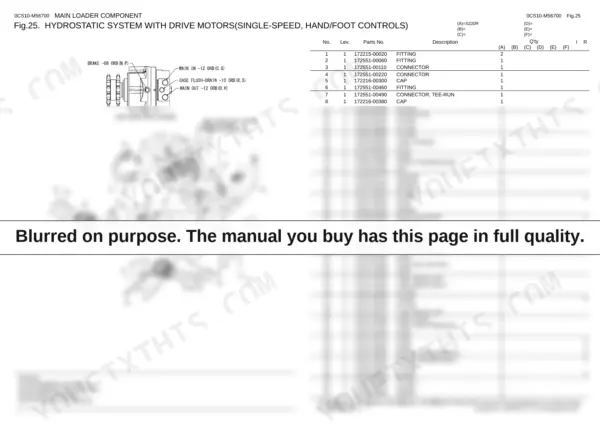 Yanmar S220R hydrostatic system parts diagram and list for drive motors, hoses, and tandem pump components.