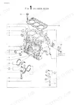 6ad92b09-b-exploded-view-3 Yanmar 3TN66L-EUBA exploded view diagram of the cylinder block, including main bearings, head gasket, and plugs.