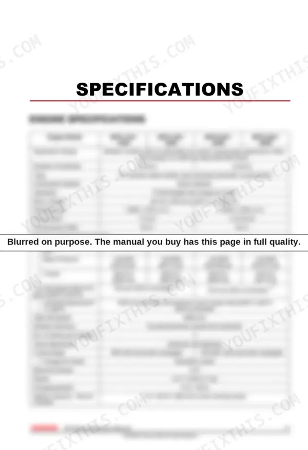 Yanmar 4BY2, 6BY2 engine specifications table including bore, stroke, displacement, firing order, and torque ratings.