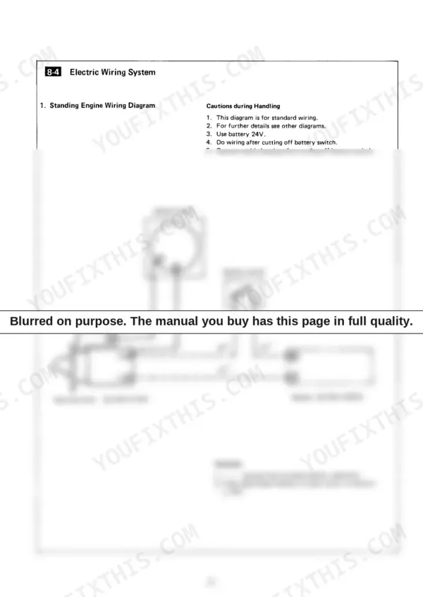 Yanmar 4CHL-N, 4CHL-TN, 6CHL-N, 6CHL-TN, 6CHL-HTN standing engine wiring diagram showing starter switch and motor.