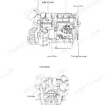 Yanmar 4LHA-HTP series engine parts diagram showing intercooler, lube oil cooler, fuel filter, pump, turbocharger, and alternator.