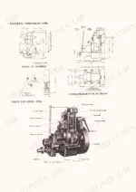 73813b9d-b-exploded-view-3 Yanmar 1SM, 2SM, 3SM external dimensions, flywheel detail, bottom view, and engine parts location diagram.