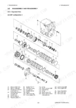 756c9c30-b-exploded-view-170 Yanmar EG907, EG907HMT transmission HMT configuration 1 exploded view diagram with numbered component parts list.