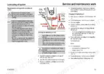 Yanmar B95W lubricating oil system maintenance, checking oil level, and oil change procedure with 55 Nm drain plug torque.