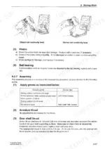 Yanmar 4TNE94, 4TNE98, 4TNE106(T) starting motor continuity tests, assembly, greasing points, and thrust adjustment guide.