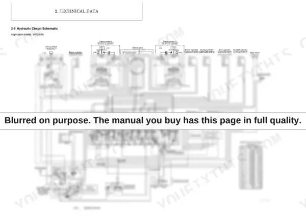Yanmar ViO35-6A hydraulic circuit schematic showing travel motors, cylinders, pilot valves, and relief valve pressure settings.