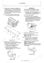 7ce05242-b-procedures-128 Yanmar ViO35-6A engine service manual showing main bearing cap removal, Plastigage oil clearance measurement, and crankshaft gear removal.