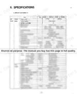 Yanmar YM135(D), YM155(D) engine and fuel system technical specifications table including bore, stroke, and valve timing.
