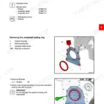 Yanmar B110W, MMB68ENMA00200, procedure for removing and renewing the crankshaft sealing ring on the flywheel side.