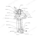 Yanmar SD40, SD50 Series sectional view of saildrive assembly.