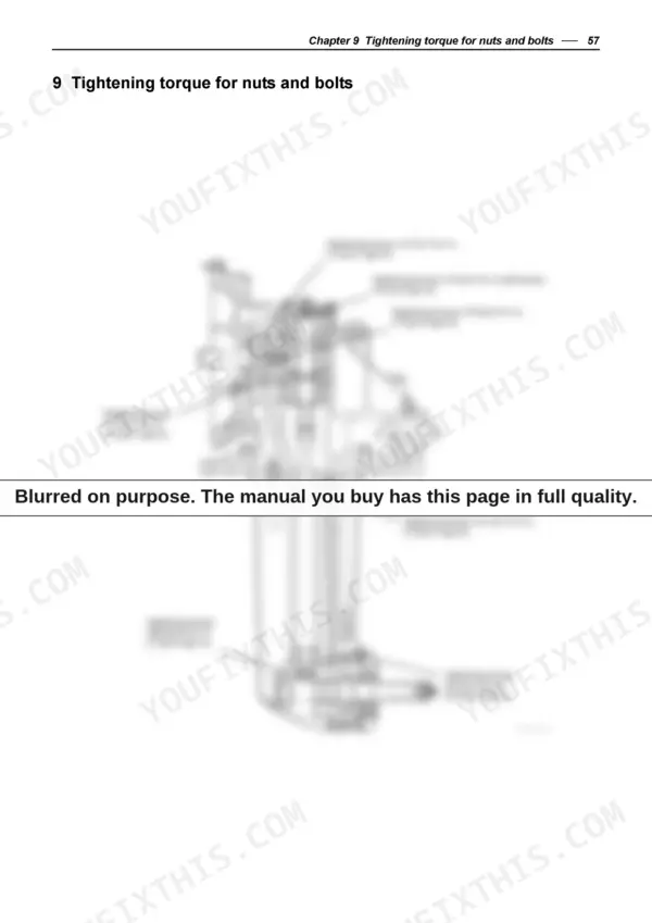 Yanmar SD40, SD50 Series drive unit tightening torque diagram.