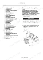 80d8436b-b2-procedures-94 Yanmar SV100-1 engine cylinder head disassembly procedure, parts list, and fuel injection line removal diagram.