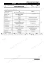 8134a111-b-specs-16 Yanmar 6EY26W engine specification table listing types and remarks for accessories and attachments.
